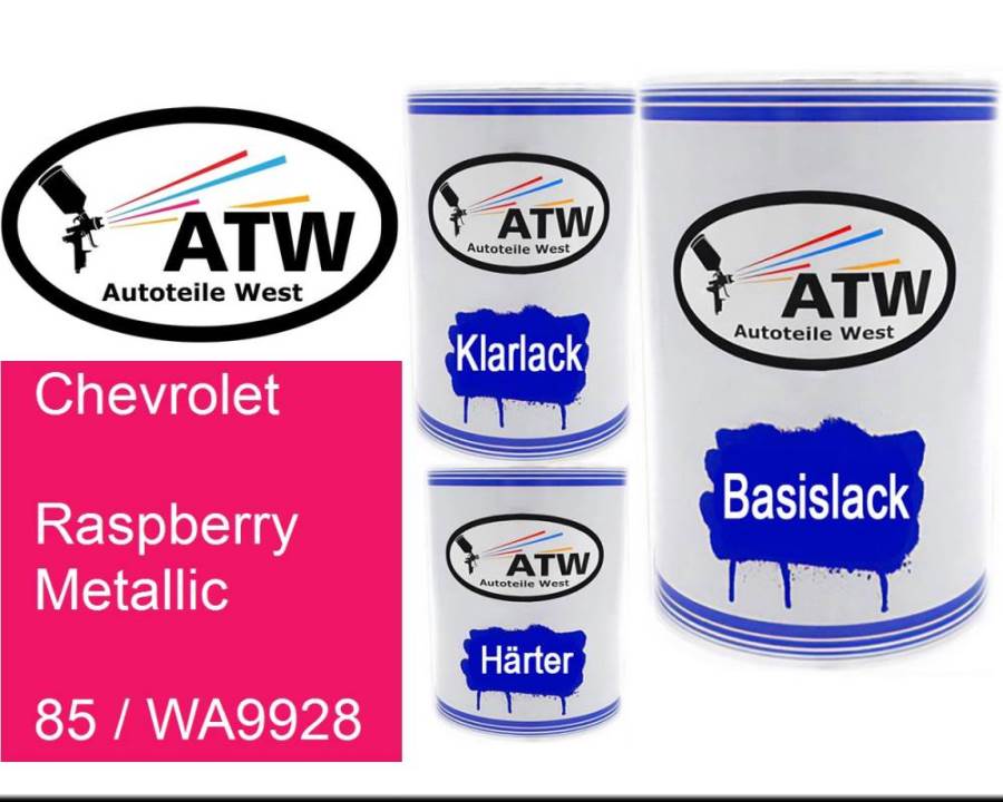 Chevrolet, Raspberry Metallic, 85 / WA9928: 500ml Lackdose + 500ml Klarlack + 250ml Härter - Set, von ATW Autoteile West.